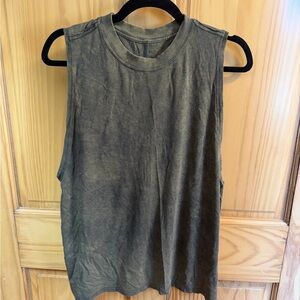 Lululemon, Olive Distressed Sleeveless Women's Top
